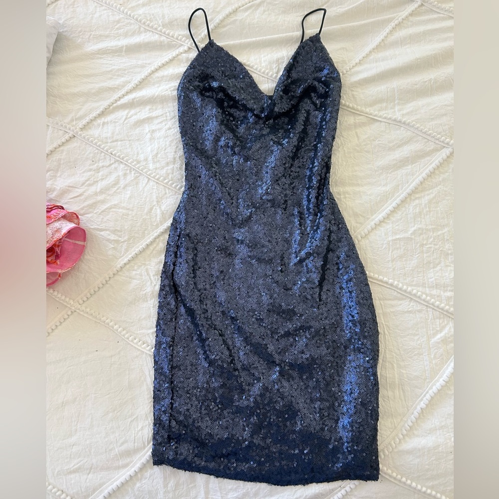 NWT HELLO MOLLY BOND GIRL DRESS IN NAVY SIZE S